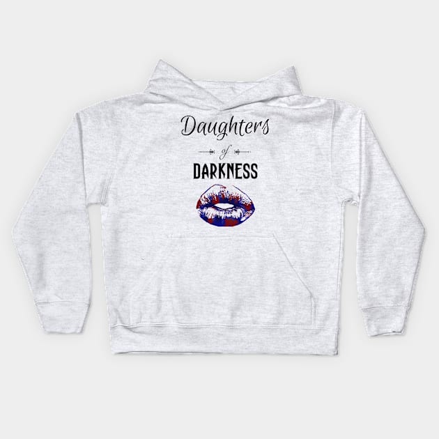 Daughters of Darkness | Goth Lips Red Blue Purple Kids Hoodie by aRtVerse